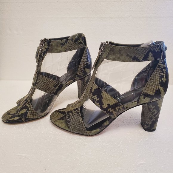 Rebecca Minkoff Kiley Nappa Snake Sabrina Sandals Shoes in Black/Thyme - 7B - Picture 4 of 16